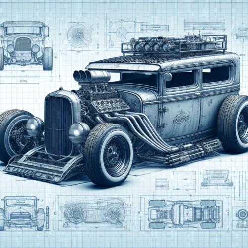 Detailed car blueprint showcasing the vehicle's layout, including engine, chassis, and other components. car-blueprint-10