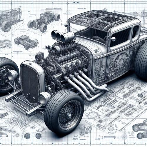 Detailed car blueprint showcasing the vehicle's layout, including engine, chassis, and other components. car-blueprint-13